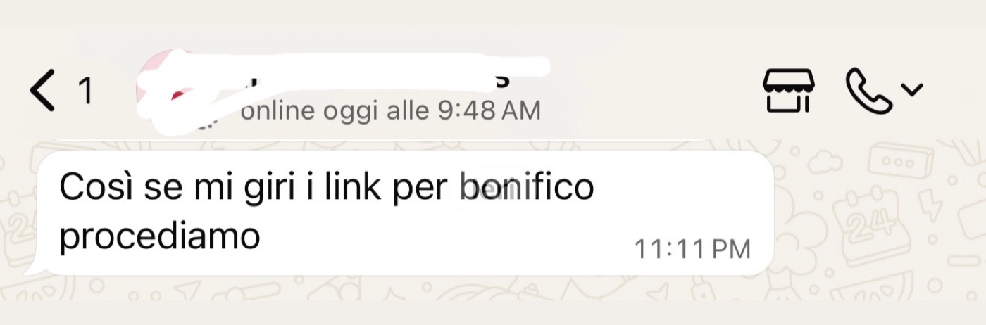 Richiesta di procedere col bonifico per iniziare il percorso Scalers